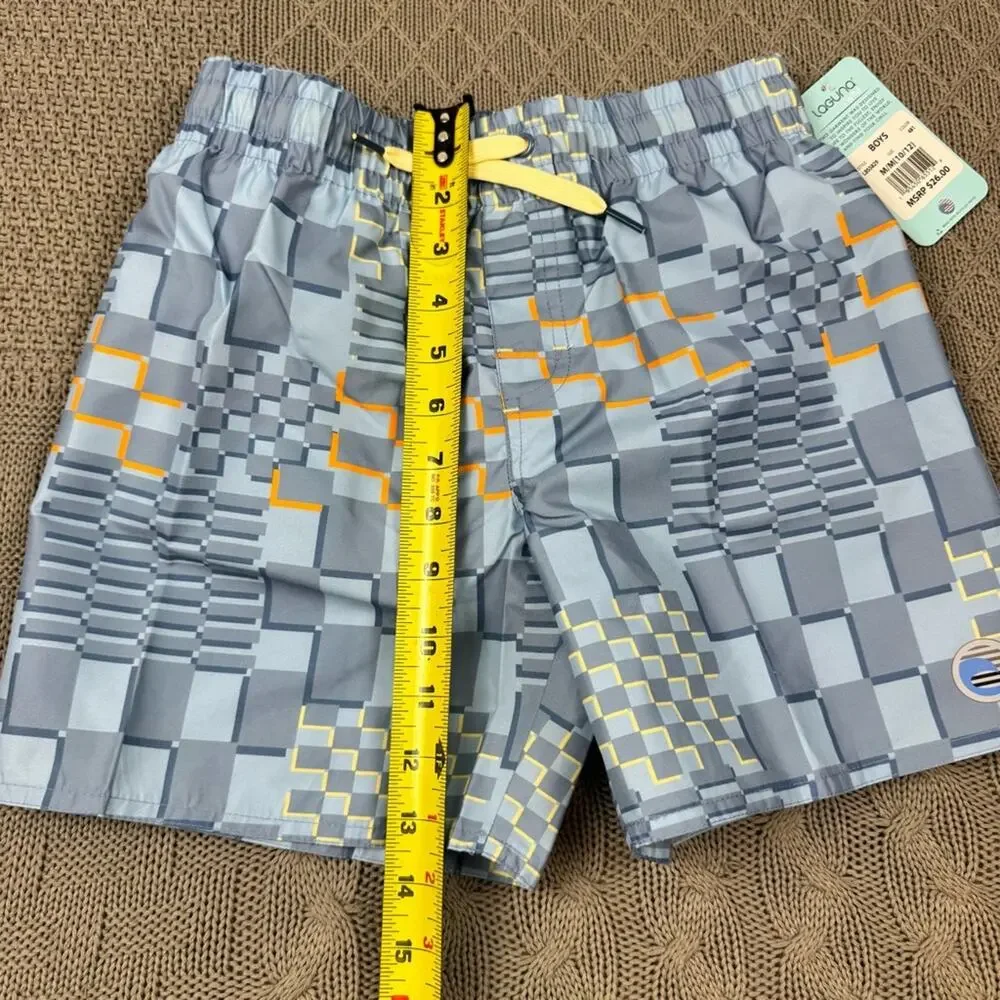 Laguna Boys Geometric Patterned Swim Trunk Shorts 10/12